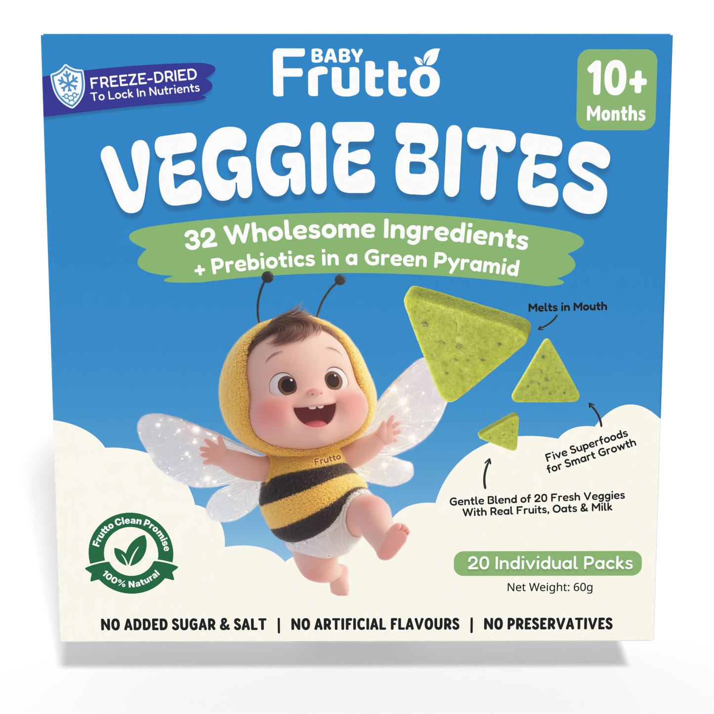 🇸🇬Baby Frutto Veggie Bites 10+ Months–32 Wholesome Ingredients, Freeze-Dried Baby Snack 100% Natural