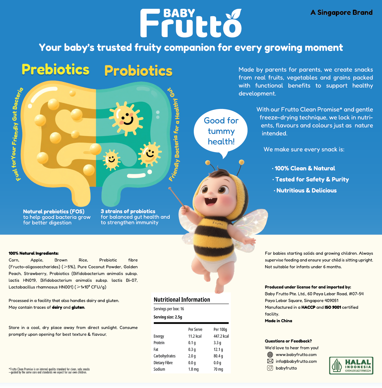 🇸🇬Baby Frutto Tender Bites 6+ Months – Corn-Based Baby Biscuits with Prebiotics & Probiotics