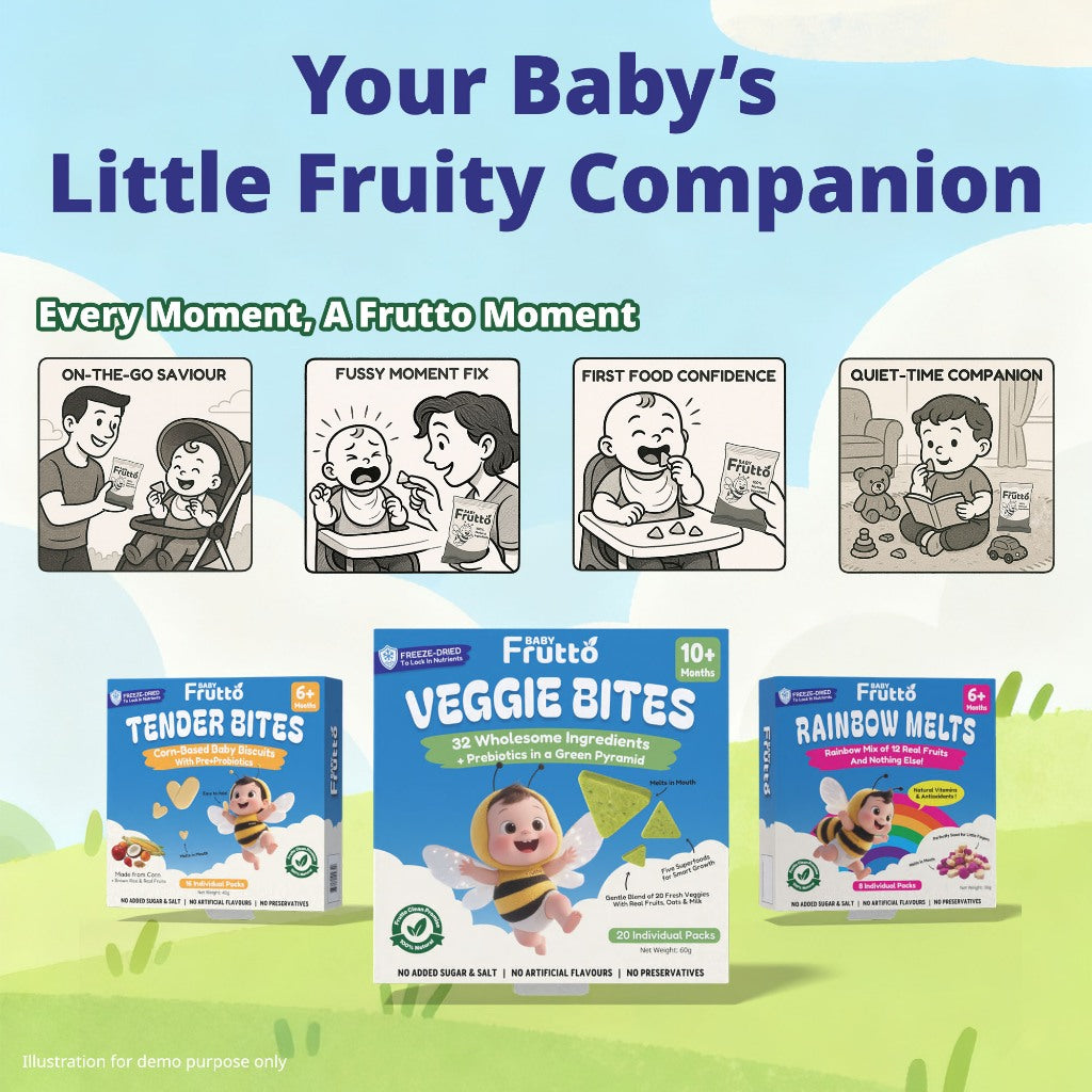 🇸🇬Baby Frutto Tender Bites 6+ Months – Corn-Based Baby Biscuits with Prebiotics & Probiotics